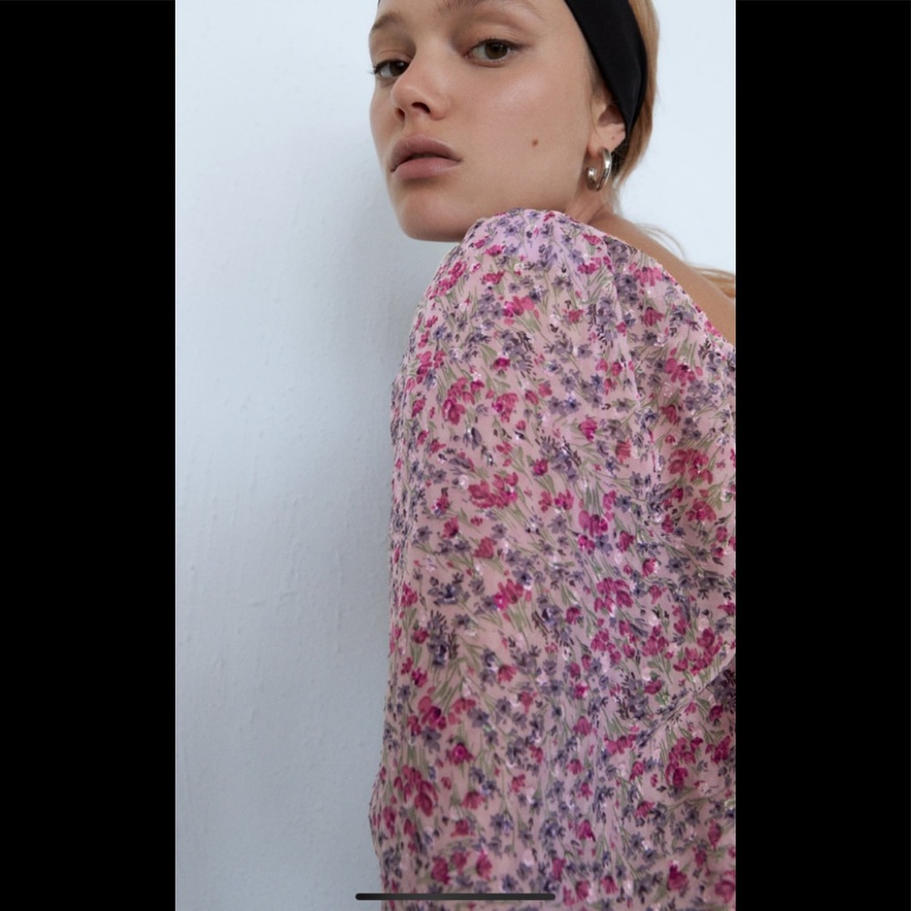 Zara printed dress with draping - Picture 3 of 9